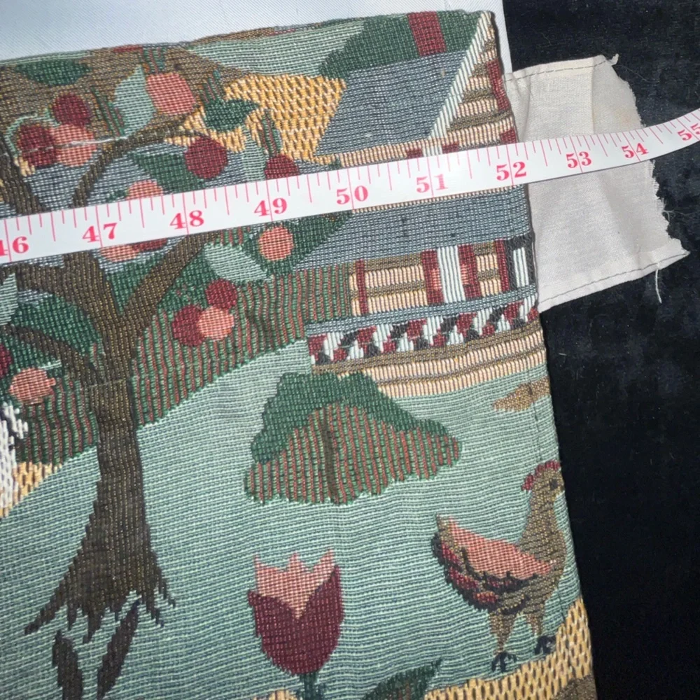 Vintage Tapestry Folk Farmhouse Scenery Valance Curtains Animals 16 X 52